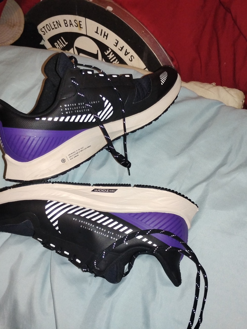 Nike Pegasus 5 Womens Nike Black Purple White Women's Athletic Running Sneakers